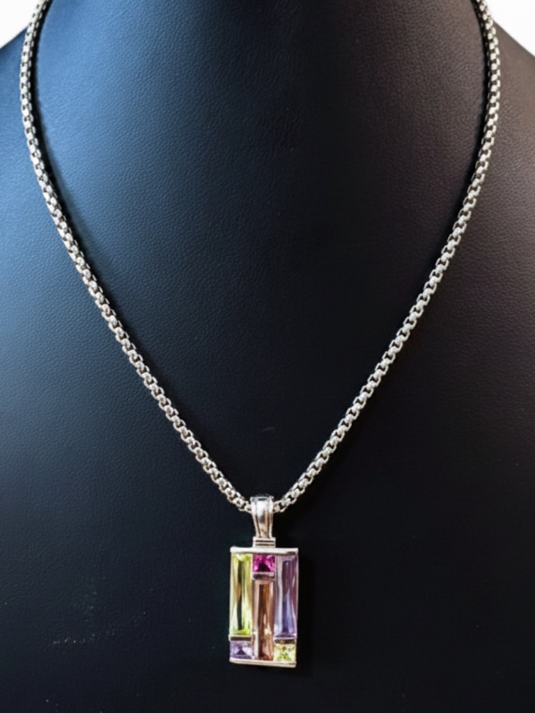 Womens Stainless Steel Titanium Silver Pendant Necklace Non Tarnish